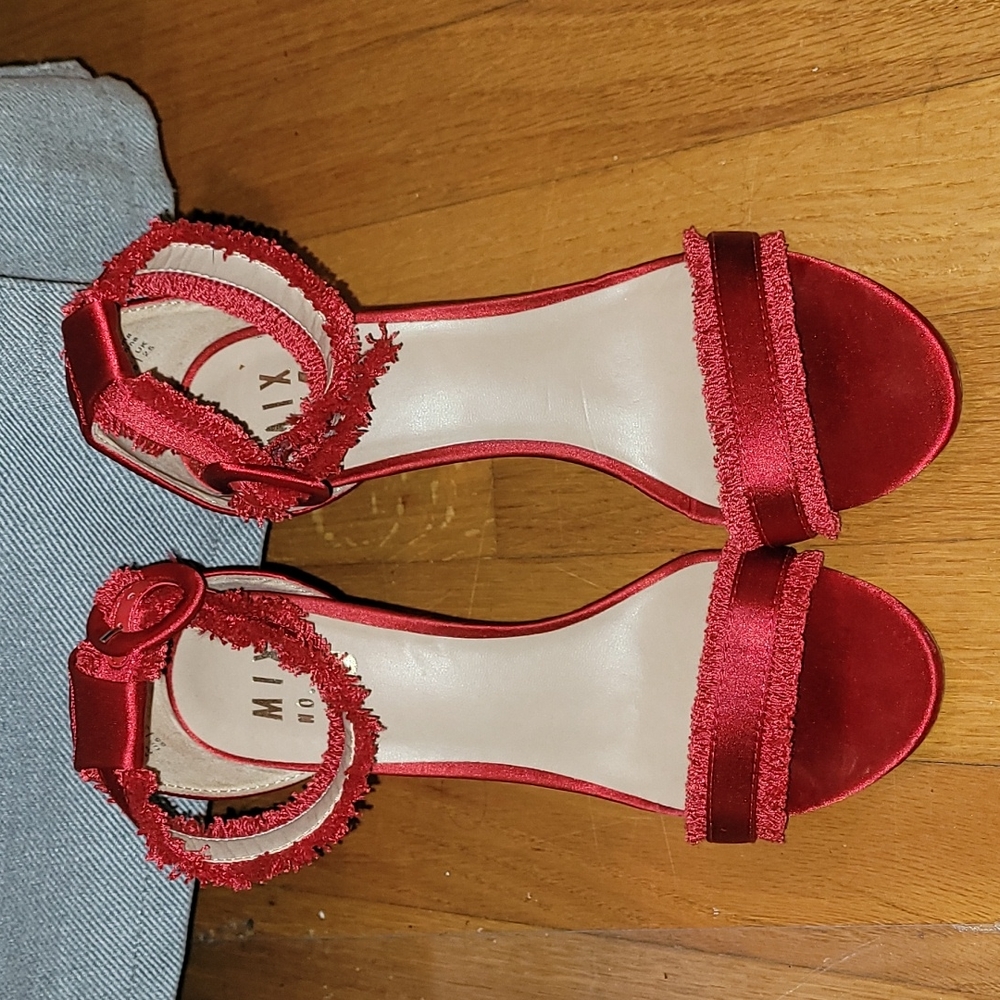 Mix No 6 Red Satin heels
